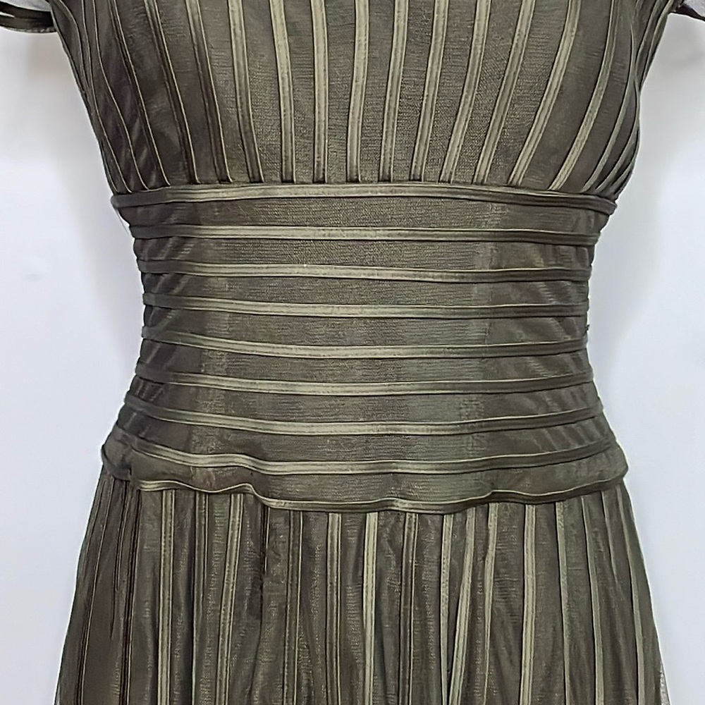 JS Collections Women’s Black Mesh Cap Sleeve Striped Knee Length Dress Size 10 - Picture 4 of 14